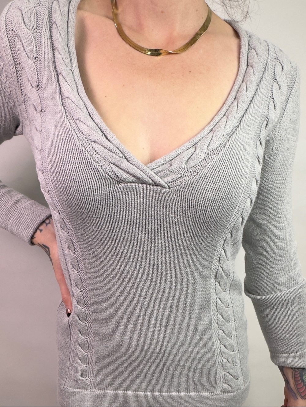 Banana Republic Knit Sweater Tunic | Size Small | Gray Neutral Y2K 2000s